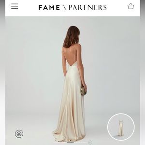 Fame and Partners Strappy Draped Gown Champagne Bridesmaid